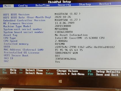 System has a surpervisor password on the bios and do not know the password to remove. NO POWER CORD