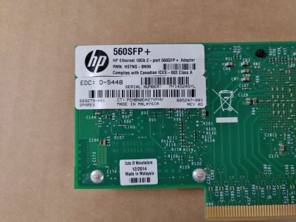 Excellent Condition! Tested and Pulled from a working environment!Item Specifics: MPN : 560SFP+UPC : N/AType : Network CardBrand : HPModel : 560SFP+Compatible Port/Slot : PCI ExpressNetwork Ports : 2Max. Data Rate : 10GbpsExternal Interfaces : SFP - 7
