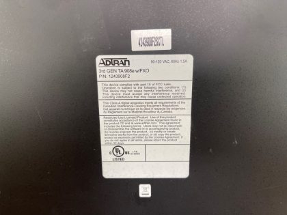 The unit has signs of use. Scratches minor dents and Scuffs. Unit only includes what is shown in pictures.Power cord included.Item Specifics: MPN : 1243908F2UPC : NABrand : ADTRANModel : TOTAL ACCESS TA908 GEN3Number of LAN Ports : 8 FxsType : Router - 4