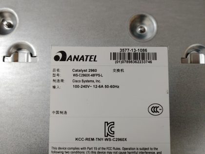 Great Condition! Pulled from a working Environment! NO POWERCORD INCLUDED!Item Specifics: MPN : WS-C2960X-48FPS-LUPC : N/AType : Catalyst SwitchBrand : CiscoModel : WS-C2960X-48FPS-L V05Network Management Type : Fully ManagedInterface : Ethernet (RJ-45)