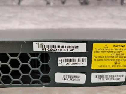 Great Condition! Pulled from a working Environment! NO POWERCORD INCLUDED!Item Specifics: MPN : WS-C2960X-48FPS-LUPC : N/AType : Catalyst SwitchBrand : CiscoModel : WS-C2960X-48FPS-L V05Network Management Type : Fully ManagedInterface : Ethernet (RJ-45)