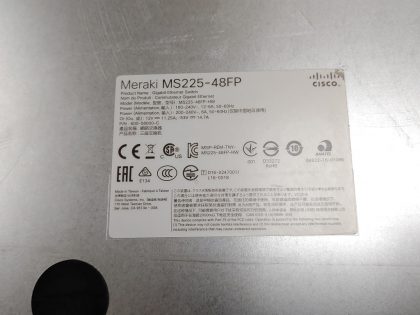 view images of the actual switch you would receive. INCLUDES: Switch w/ rackmount ears. DOES NOT INCLUDE: AC Adapter power cord. These items have been testedItem Specifics: MPN : MS225-48FPUPC : NAType : SwitchBrand : CiscoModel : MS225-48FP-HW - 4