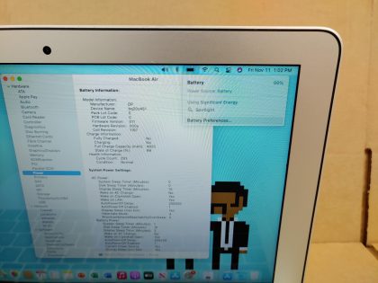 we have added actual images to this listing of the Apple MacBook Air you would receive. Clean install of 11.7 (Big Sur) Operating system. May have some minor scratches/dents/scuffs. OSX Default Password: 123456. [ What is included: Apple MacBook Air + Power Cord + 30-Day Warranty Included ]Item Specifics: MPN : MD711LL/AUPC : N/ABrand : AppleProduct Family : MacBook AirRelease Year : Mid 2013Screen Size : 11-inchProcessor Type : Intel Core i5Processor Speed : 1.3GHz Dual-CoreMemory : 4GB 1600MHz DDR3Storage : 256GB Flash SSDOperating System : 11.7 OS X Big SurColor : SilverType : Laptop - 3
