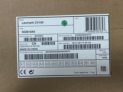 Brand new sealed in the box. The images of an opened box shows all of the items and is for representation of what you will receive.Printer Documentation: LexmarkC4150.pdfItem Specifics: MPN : Lexmark C4150 Laser Printer 40C9054UPC : 734646581653Technology : LaserPrinter Type : Workgroup PrinterOutput Type : ColorBrand : LexmarkModel : C4150Product Line : Lexmark CBlack Print Speed : 50 ppmType : Color Laser PrinterMaximum Resolution : 2400 x 600 DPIMemory : 1024MBConnectivity : USB