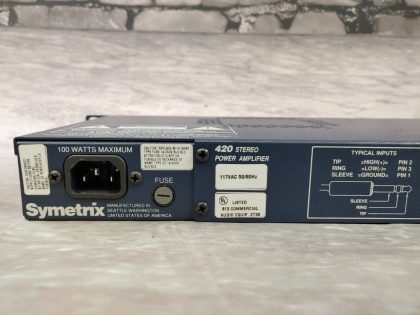 Good Condition! Tested and Pulled from a working environment! There is a few minor cosmetic scratches and scuffs from normal use. **POWER CORD INCLUDED**Item Specifics: MPN : Symetrix 420UPC : N/AType : Stereo AmplifierBrand : SymetrixModel : Symetrix 420Number of Channels : 2Form Factor : Rack-Mountable - 4