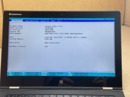 No Power Cord. Battery included but unknown condition.Item Specifics: MPN : Lenovo Yoga 2 Pro LaptopUPC : NAType : LaptopBrand : LenovoProduct Line : YogaModel : 2 ProOperating System : NoneScreen Size : 14 inProcessor Type : Intel Core i7Storage : NoneMemory : 8 GBHard Drive Capacity : None - 3