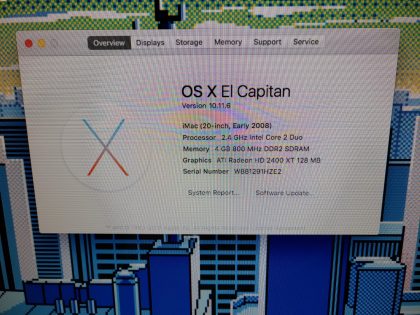 we have added actual images to this listing of the Apple iMac you would receive. Clean install of 10.11.6 (El Capitan) Operating system. May have some minor scratches/dents/scuffs. OSX Default Password: 123456. [ What is included: Apple iMac + Power Cord + 30-Day Warranty Included ] What is not included: Keyboard or Mouse. Any USB keyboard or mouse will work just fine