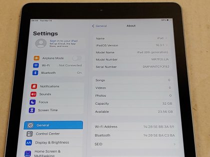 Fully working and restored with the latest operating system supported. IOS Version 16.3.1. Works perfectly for web surfing