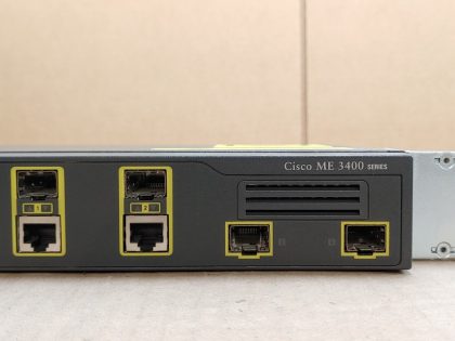 Tested working. Power cord is includedItem Specifics: MPN : Cisco ME-3400G-2CS-AUPC : NAType : SwitchForm Factor : Rack MountableBrand : CiscoModel : ME-3400G-2CS-A - 2