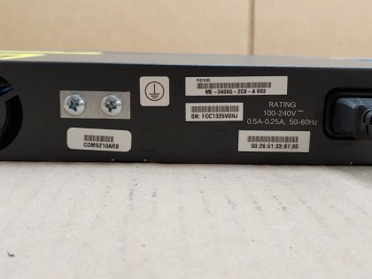 Tested working. Power cord is includedItem Specifics: MPN : Cisco ME-3400G-2CS-AUPC : NAType : SwitchForm Factor : Rack MountableBrand : CiscoModel : ME-3400G-2CS-A - 4