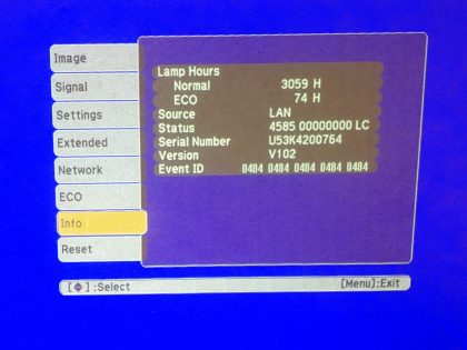 HDMI StandardLamp Hours : 3059HColor : WhiteContrast Ratio : 10000:1Image Brightness : 3500 ANSI LumensType : Projector - 2