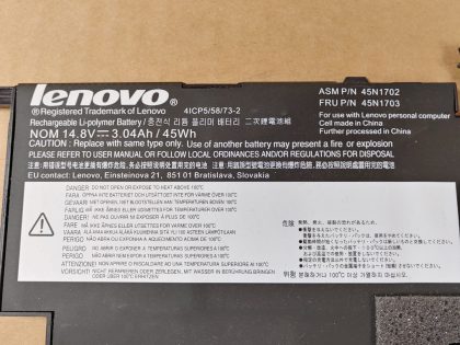 Pulled from a working unit.Item Specifics: MPN : 45N1703 45N1702UPC : NACompatible Brand : LenovoBrand : LenovoType : Battery - 2