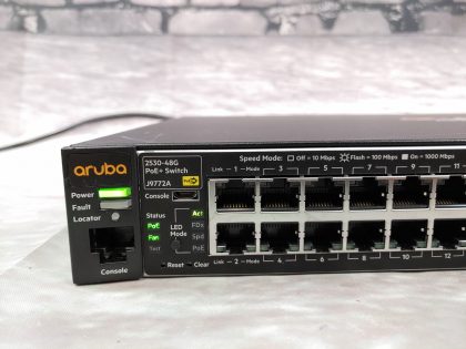 Great Condition! Tested and Pulled from a working environment! May have a few minor cosmetic scratch/scuff from normal use. **NO POWER ADAPTER INCLUDED**Item Specifics: MPN : J9772AUPC : N/AType : Ethernet SwitchForm Factor : Rack-MountableBrand : Aruba / HPModel : J9772A (2530-48G-POE+)Network Management Type : Fully ManagedNumber of LAN Ports : 48 - 2
