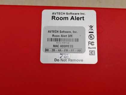 Pulled from a working enviornment. Power Adapter is not included.Item Specifics: MPN : AVTECH Room Alert 32EUPC : NABrand : AVTECH Room AlertModel : 32EType : Enviornmental Monitor - 6