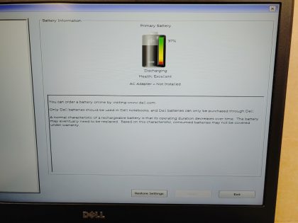 **NO HDD/ NO CADDY or CABLE**  Boots to the BIOs. Battery states "excellent" but there no guarantee
