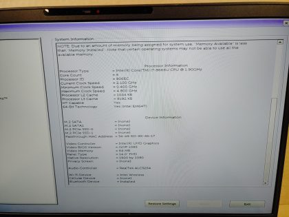 **NO SSD/NO RAM/NO BATTERY/NO OS** There is a cosmetic crack in the corner of the bottom plate (View image 8). There is also a small cosmetic crack in the top right corner of the bezel (View image 9). **FANS SEEM TO RUN CONSTANTLY** Boots to the BIOs. (We used a testing stick to make sure it boots to bios). Screen is in good condition! May have a few minor cosmetic scratches/scuffs. **NO POWER ADAPTER INCLUDED**  For your help