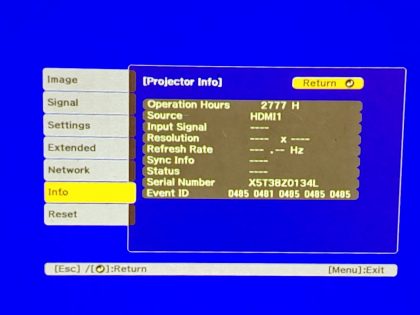 Pulled from a working enviornment. Lamp hours: 2777. You would receive the projector and power cord.Item Specifics: MPN : Epson PowerLite L400U UPC : Does Not ApplyBrand : EpsonModel : PowerLite L400U Native Resolution : 1920 x 1200Connectivity : HDMI Standard