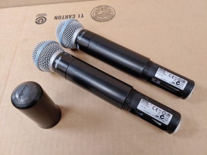 LOT of 2 - Tested and pulled from a working environment. One microphone is missing the "Cap Cover" and the other microphones Cap Cover is cracking apart at the threads (View image 3).  One microphone has a cosmetic scuff next to the sync spot (View image 7). What's shown in the pictures is what youll receive. **NO AA BATTERYS INCLUDED** Item Specifics: MPN : BETA 58AUPC : N/ABrand : SHUREType : Wireless MicrophoneModel : BETA 58A SLX2Connectivity : WirelessMicrophone Form Factor : Handheld - 5