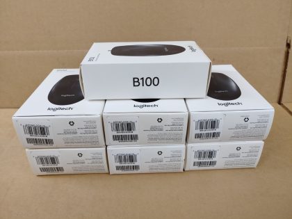 LOT OF 7 -- BRAND NEW SEALED! Item Specifics: MPN : Logitech B100UPC : N/AType : USB MouseTracking Method : OpticalConnectivity : Wired (USB)Color : BlackBrand : LogitechModel : Logitech B100Features : Ergonomic