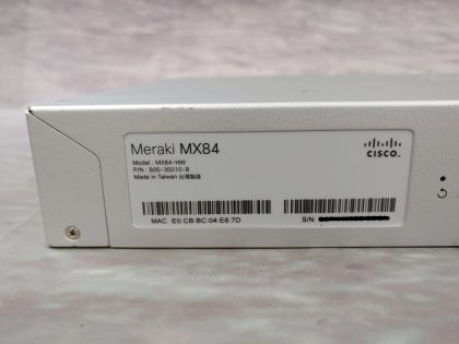 **UNCLAIMED** Good Condition! Tested and Pulled from a working environment! May have minor scratches/scuffs from normal use. **POWERCORD INCLUDED**  ((BDSA))Item Specifics: MPN : MX84-HWUPC : N/AType : FirewallForm Factor : Rack-MountableBrand : CISCO MerakiModel : MX84-HW - 7