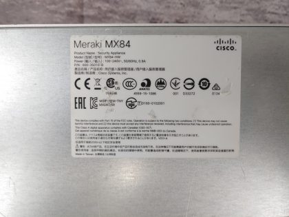 **UNCLAIMED** Good Condition! Tested and Pulled from a working environment! May have minor scratches/scuffs from normal use. **POWERCORD INCLUDED**  ((BDSA))Item Specifics: MPN : MX84-HWUPC : N/AType : FirewallForm Factor : Rack-MountableBrand : CISCO MerakiModel : MX84-HW - 10