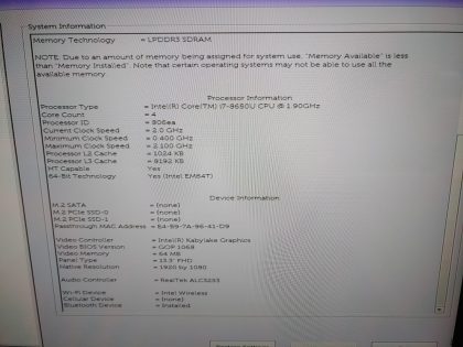 There is some minor screen wear from the keyboard (View image 9). Tested and Working as it should. Boots to the BIOs. May have a few minor cosmetic scratches/scuffs. For your help