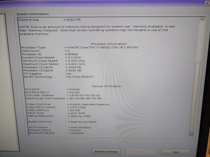 we have added actual images to this listing of the Dell Latitude you would receive. **NO POWER ADAPTER / NO BATTERY INSTALLED/ NO SSD**Item Specifics: MPN : Latitude 7490UPC : N/AType : LaptopBrand : DellProduct Line : LatitudeModel : Latitude 7490Operating System : N/AScreen Size : 14-inch FHD (Non-Touch)Processor Type : Intel Core i7-8650U 8th GenProcessor Speed : 1.90GHzGraphics Processing Type : Intel(R) Kabylake GraphicsMemory : 16GBHard Drive Capacity : N/A - 5