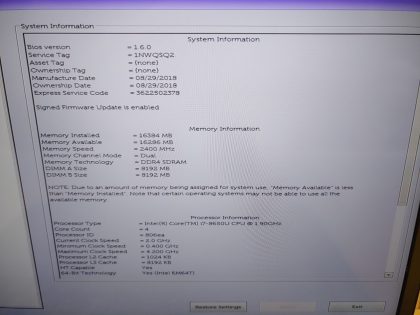 **NO POWER ADAPTER / NO BATTERY INSTALLED/ NO SSD ** There is tiny bit of wear from the keyboard in the middle of the LCD (View image 8). Hinges are a little loose from inside the hinge cover. Tested and Working as it should. Boots to the BIOs. May have a few minor cosmetic scratches/scuffs. For your help