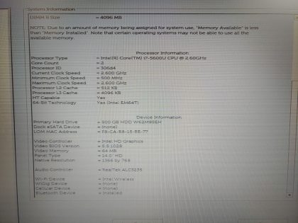 we have added actual images to this listing of the Dell Latitude you would receive. **NO POWER ADAPTER / NO OS**Item Specifics: MPN : Latitude E5450UPC : N/AType : LaptopBrand : DellProduct Line : LatitudeModel : Latitude E5450Operating System : N/AScreen Size : 14-inchProcessor Type : Intel Core i7-5600U 5th GenProcessor Speed : 2.60GHzGraphics Processing Type : Intel(R) HD GraphicsMemory : 8GBHard Drive Capacity : 500GB HDD - 5
