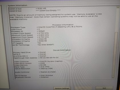 we have added actual images to this listing of the Dell Precision you would receive.Item Specifics: MPN : Precision 5510UPC : N/AType : LaptopBrand : DellProduct Line : PrecisionModel : Precision 5510Operating System : N/AScreen Size : 15.6" UltraSharp FHD IPS (1920 x1080)Processor Type : Intel Core i7-6820HQ 6th GenProcessor Speed : 2.70GHzGraphics Processing Type : Nvidia Quadro M1000MMemory : 8GBHard Drive Capacity : N/A - 3