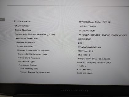 we have added actual images to this listing of the HP EliteBook you would receive.Item Specifics: MPN : EliteBook Folio 1020 G1UPC : N/AType : LaptopBrand : HPProduct Line : EliteBookModel : EliteBook Folio 1020 G1Operating System : N/AScreen Size : 12.5-inchProcessor Type : Intel Core M-5Y51Processor Speed : 1.10GHzMemory : 8GBHard Drive Capacity : N/A - 4