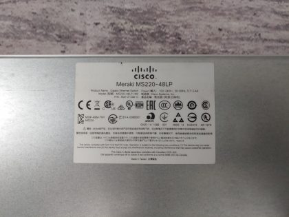 view images of the actual switch you would receive.Item Specifics: MPN : MS220-48LP-HWUPC : N/AType : Ethernet SwitchForm Factor : Rack MountableBrand : CiscoModel : Meraki MS220-48LP-HWNetwork Management Type : Fully ManagedNumber of LAN Ports : 48 - 4