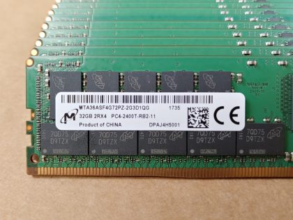 LOT of 15 - Excellent condition! Tested and Pulled from a working environment!Item Specifics: MPN : MTA36ASF4G72PZ-2G3D1QGUPC : N/AType : ECC MemoryForm Factor : DIMMBrand : MicronNumber of Pins : 288Bus Speed : 2400Number of Modules : 15Capacity per Module : 32GBModel : MTA36ASF4G72PZ-2G3D1QGMemory Features : ECC MemoryTotal Capacity : 480GB - 2