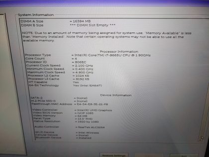we have added actual images to this listing of the Dell Latitude you would receive. **NO POWER ADAPTER / NO SSD or HDD/ NO OS/ NO BATTERY INSTALLED**Item Specifics: MPN : Latitude 5300 2-in-1UPC : N/AType : LaptopBrand : DellProduct Line : LatitudeModel : Latitude 5300 2-in-1Operating System : N/AScreen Size : 13.3" TouchscreenProcessor Type : Intel Core i7-8665U 8th GenProcessor Speed : 1.90GHzGraphics Processing Type : Intel(R) UHD GraphicsMemory : 16GB (Single Stick)Hard Drive Capacity : N/A - 5