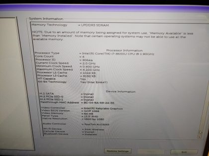 we have added actual images to this listing of the Dell Latitude you would receive. **NO POWER ADAPTER / NO SSD or HDD/ NO OS/ NO BATTERY INSTALLED**Item Specifics: MPN : Latitude 7390 2-in-1UPC : N/AType : LaptopBrand : DellProduct Line : LatitudeModel : Latitude 7390 2-in-1Operating System : N/AScreen Size : 13.3" FHD TouchscreenProcessor Type : Intel Core i7-8650U 8th GenProcessor Speed : 1.90GHzGraphics Processing Type : Intel(R) Kabylake GraphicsMemory : 16GBHard Drive Capacity : N/A - 5