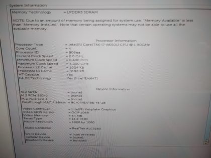 we have added actual images to this listing of the Dell Latitude you would receive. **NO POWER ADAPTER / NO SSD or HDD/ NO OS/ NO BATTERY INSTALLED**Item Specifics: MPN : Latitude 7390 2-in-1UPC : N/AType : LaptopBrand : DellProduct Line : LatitudeModel : Latitude 7390 2-in-1Operating System : N/AScreen Size : 13.3-inch FHD TouchscreenProcessor Type : Intel Core i7-8650U 8th GenProcessor Speed : 1.90GHzGraphics Processing Type : Intel(R) Kabylake GraphicsMemory : 16GBHard Drive Capacity : N/A - 5