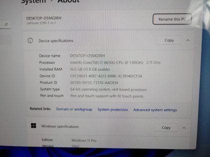 we have added actual images to this listing of the Dell Latitude you would receive. Clean install of Windows 11 Pro Operating system. May have some minor scratches/dents/scuffs. [ What is included: Dell Latitude + Power Adapter + 30-Day Warranty Included ]Item Specifics: MPN : Latitude 5290 2-in-1UPC : N/AType : Laptop/TabletBrand : DellProduct Line : LatitudeModel : Latitude 5290 2-in-1Operating System : Windows 11 ProScreen Size : 12.3-inch TouchProcessor Type : Intel Core i7-8650U 8th GenProcessor Speed : 1.90GHz / 2.11GHzGraphics Processing Type : Intel(R) UHD Graphics 620Memory : 16GBHard Drive Capacity : 256GB SSD - 3