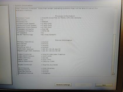 The hinges are loose but the top still stays up. There is a thin line of wear on the screen (View image 8). There is a tiny crack in the plastic by the back vent (View image 9). Tested and Working as it should. Boots to the BIOs. May have a few minor cosmetic scratches/scuffs. For your help