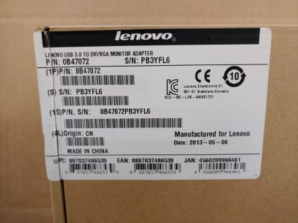 LOT of 4 - New open boxesItem Specifics: MPN : 0B47072UPC : 887037486539Brand : LenovoCompatible Brand : LenovoType : Monitor AdapterPart Number : 0B47072 - 5