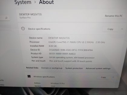 we have added actual images to this listing of the Microsoft Surface you would receive. Clean install of Windows 11 Pro Operating system. May have some minor scratches/dents/scuffs. [ What is included: Microsoft Surface + Power Adapter + 30-Day Warranty Included ]Item Specifics: MPN : Surface Pro 5UPC : N/AType : Laptop/TabletBrand : MicrosoftProduct Line : SurfaceModel : Surface Pro 5Operating System : Windows 11 ProScreen Size : 12.3-inch TouchscreenProcessor Type : Intel Core i7-7660U 7th GenProcessor Speed : 2.50GHz / 2.50GHzGraphics Processing Type : Intel(R) Iris(R) Plus GraphicsMemory : 8GBHard Drive Capacity : 256GB  - 3