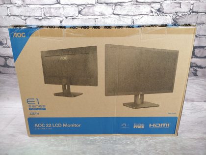 BRAND NEW SEALED!Item Specifics: MPN : 22E1HUPC : 685417719488Screen Size : 21.5-inchAspect Ratio : 16:9Brand : AOCModel : 22E1HDisplay Type : LCDMax. Resolution : 1920x1080Contrast Ratio : 1000:1Type : MonitorResponse Time : 2 msVideo Inputs : HDMI StandardFeatures : Flat Screen - 2