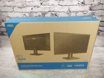 BRAND NEW SEALED!Item Specifics: MPN : 22E1HUPC : 685417719488Screen Size : 21.5-inchAspect Ratio : 16:9Brand : AOCModel : 22E1HDisplay Type : LCDMax. Resolution : 1920x1080Contrast Ratio : 1000:1Type : MonitorResponse Time : 2 msVideo Inputs : HDMI StandardFeatures : Flat Screen - 5