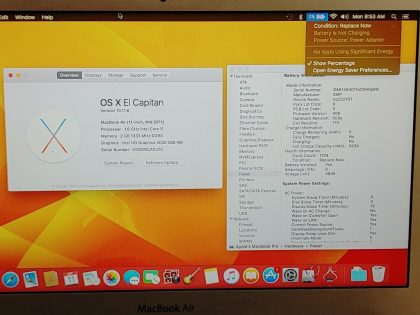 System powers to the operating system but has a few issues. The battery does not hold a charge