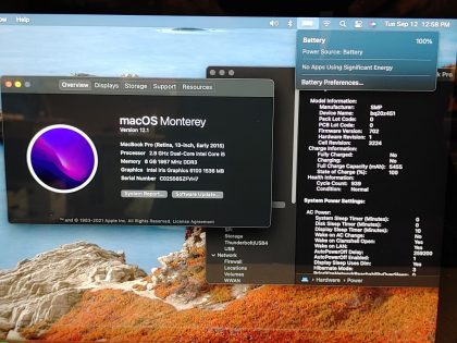 System boots normally but the keyboard and touchpad is not working. No attempt to repair. No power cord. System password: 123456Item Specifics: MPN : Apple Macbook Pro 13UPC : NABrand : AppleProduct Family : Macbook ProRelease Year : 2015Screen Size : 13 inProcessor Type : Intel Core i5Processor Speed : 2.90 GhzMemory : 8 GBStorage : 500 GBOperating System : MontereyType : LaptopStorage Type : SSD (Solid State Drive) - 9