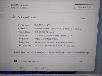 we have added actual images to this listing of the HP EliteBook you would receive.Item Specifics: MPN : EliteBook 840 G5UPC : N/AType : LaptopBrand : HPProduct Line : EliteBookModel : EliteBook 840 G5Operating System : Windows 11 ProScreen Size : 14-inch FHDProcessor Type : Intel Core i7-8550U 8th GenProcessor Speed : 1.80GHz / 1.99GHzGraphics Processing Type : Intel(R) UHD Graphics 620Memory : 16GBHard Drive Capacity : 256GB SSD - 5