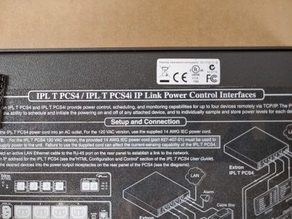 Good condition! Tested and working as it should. Pulled from a working environment! There is 4 little pieces of velcro on the bottom. **NO POWER CORD INCLUDED**Item Specifics: MPN : IPL T PCS4UPC : N/AType : Power ControlBrand : ExtronModel : IPL T PCS4 - 8