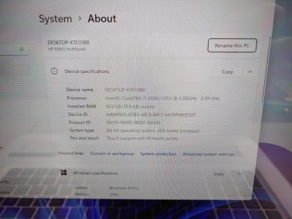 we have added actual images to this listing of the HP ENVY you would receive. Clean install of Windows 11 Pro Operating system. May have some minor scratches/dents/scuffs. [ What is included: HP ENVY + Power Adapter + 30-Day Warranty Included ]Item Specifics: MPN : ENVY 17-s043clUPC : N/AType : LaptopBrand : HPProduct Line : ENVYModel : ENVY 17-s043clOperating System : Windows 11 ProScreen Size : 17.3-inch TouchscreenProcessor Type : Intel Core i7-6500U 6th GenProcessor Speed : 2.50GHz / 2.59GHzGraphics Processing Type : NVIDIA GeForce 940M / Intel(R) HD Graphics 520Memory : 16GBHard Drive Capacity : 256GB SSD - 3