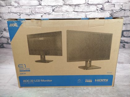 NEW OPEN BOX!!Item Specifics: MPN : 22E1HUPC : 685417719488Screen Size : 21.5-inchAspect Ratio : 16:9Brand : AOCModel : 22E1HDisplay Type : LCDMax. Resolution : 1920x1080Contrast Ratio : 1000:1Type : MonitorResponse Time : 2 msVideo Inputs : HDMI StandardFeatures : Flat Screen - 5