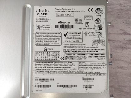 Great condition! Tested and pulled from a working environment. May have a minor cosmetic scratch/scuff. **POWER CORD INCLUDED**Item Specifics: MPN : ISR4351-K9 V02UPC : N/AForm Factor : Rack-MountableBrand : CISCOModel : ISR4351-K9 V02Type : Router - 12