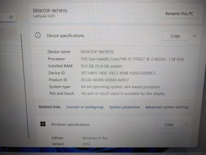 we have added actual images to this listing of the Dell Latitude you would receive. Clean install of Windows 11 Pro Operating system. May have some minor scratches/dents/scuffs. [ What is included: Dell Latitude + Power Adapter + 30-Day Warranty Included ]Item Specifics: MPN : Latitude 5420UPC : N/AType : LaptopBrand : DellProduct Line : LatitudeModel : Latitude 5420Operating System : Windows 11 Pro x64Screen Size : 14-inchProcessor Type : Intel Core i5-1135G7 11th GenProcessor Speed : 2.40GHzGraphics Processing Type : Intel(R) Iris(R) Xe GraphicsMemory : 16GBHard Drive Capacity : 256GB NVMe SSD - 3